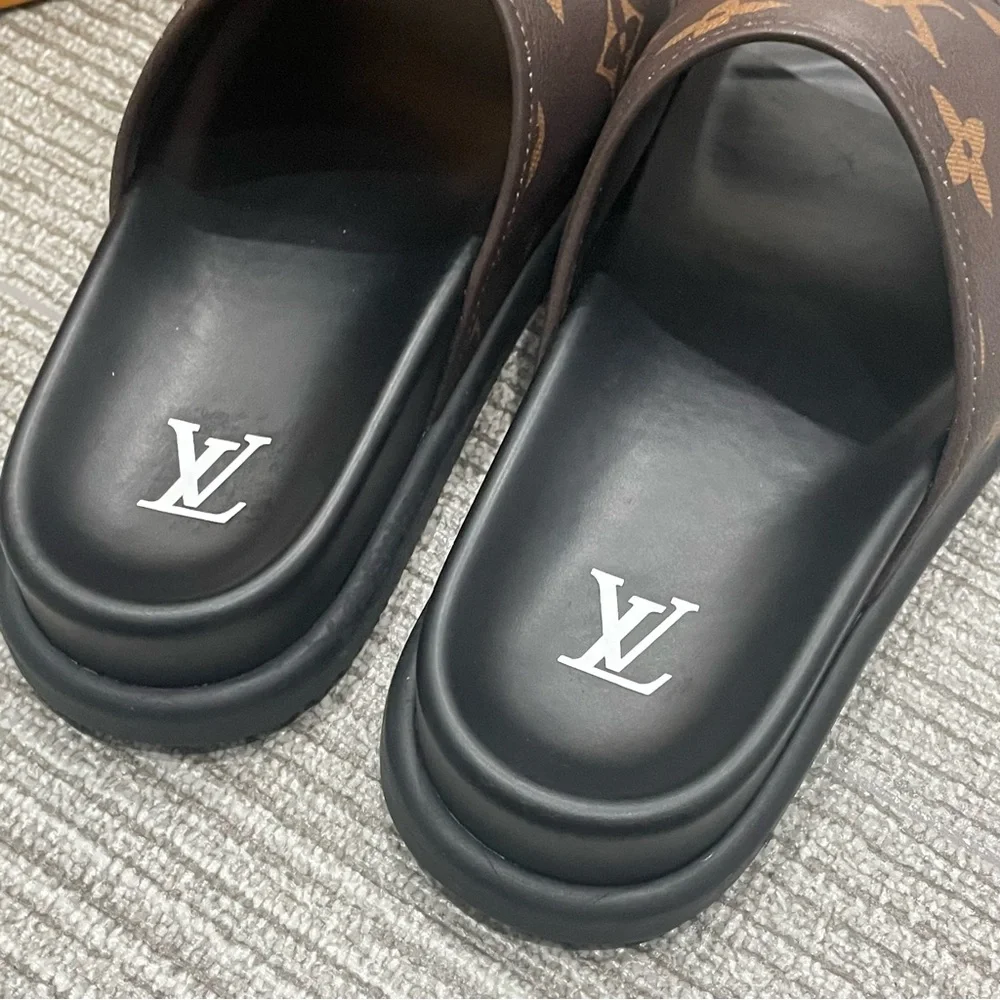 Louis Vuitton Brown Monogram Slide Sandals for Women